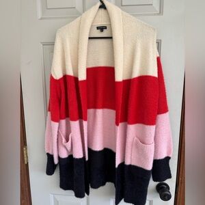 Who What Wear colorblock long striped cardigan wms M oh so very soft ❤️